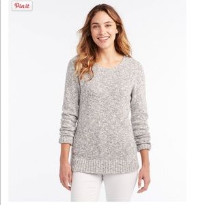 Ll bean navy/white cotton crew neck marled sweater